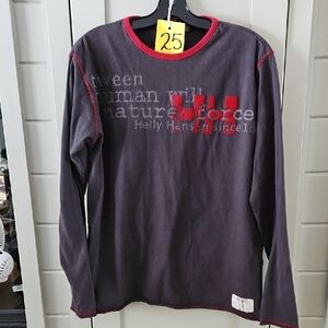 #25 Helly Hansen Men's Dark Gray and Red Long Sleeve Tee Sz Medium